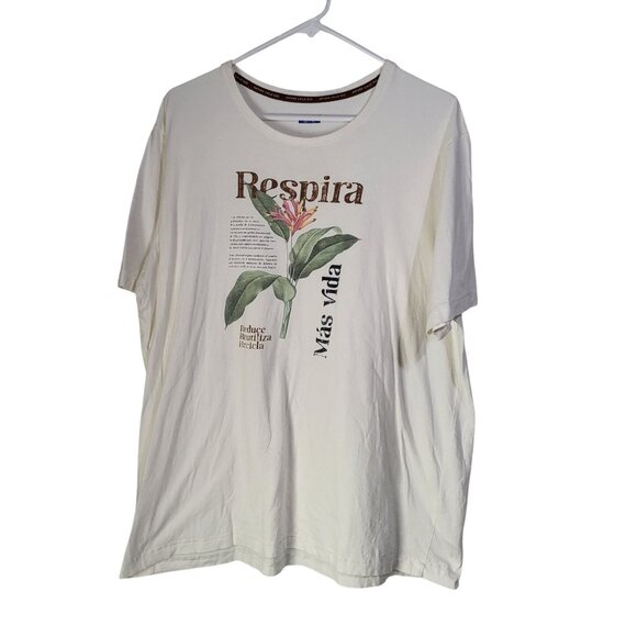 ARTURO CALLE "RESPIRA" Women's SZ XL Graphic T Shirt Cream Floral - Picture 1 of 9